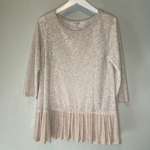 Champagne Quarter Sleeve Women’s Blouse with Ruffles / Size L
